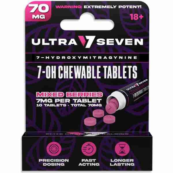 Ultra Seven 7-Hydroxy Chewable Kratom Tablets, 70mg