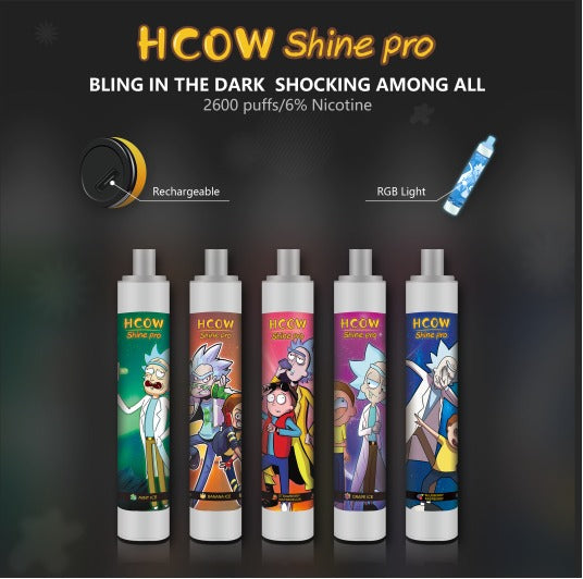 RandM Hcow Shine Pro Led Light Glowing Disposable (2600 Puffs) - E Vapor Hut