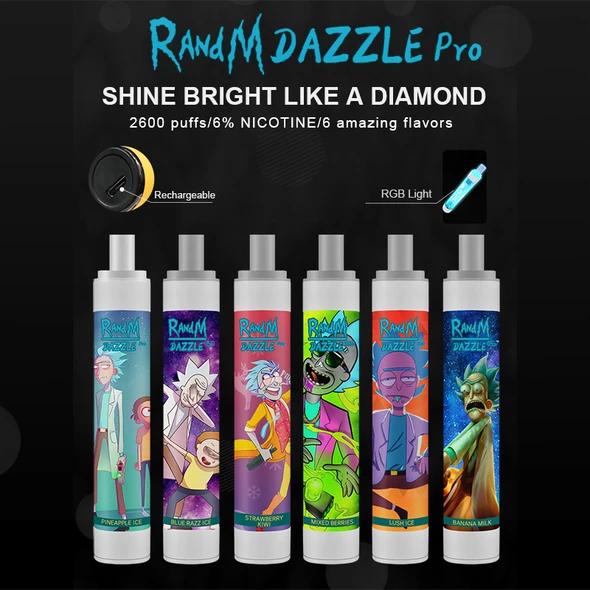 RandM Dazzle Pro Led Light Glowing Disposable (2600 Puffs) **Authentic** - E Vapor Hut