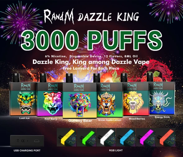 RandM Dazzle King Led Light Glowing Disposable 3000 Puffs(Authentic) - E Vapor Hut